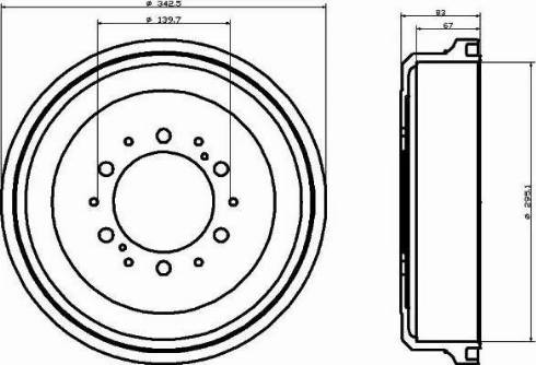 HELLA 8DT 355 301-491 - Tamburo freno www.autoricambit.com