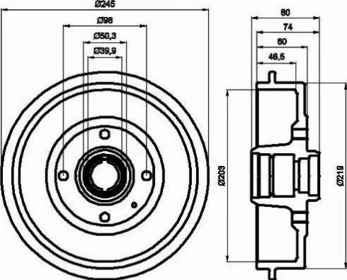 HELLA 8DT 355 301-411 - Tamburo freno www.autoricambit.com