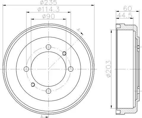 HELLA 8DT 355 301-061 - Tamburo freno www.autoricambit.com