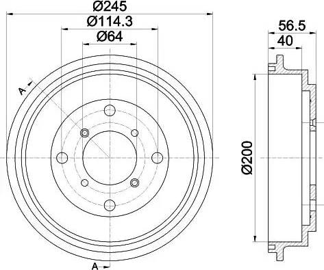 HELLA 8DT 355 301-001 - Tamburo freno www.autoricambit.com