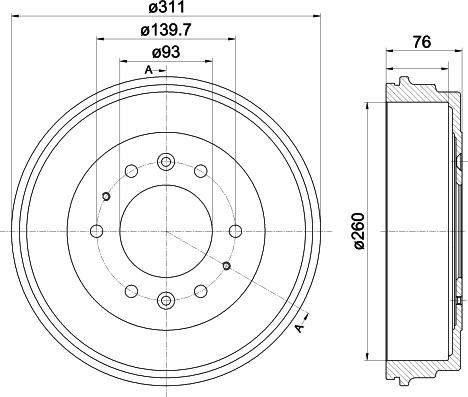 HELLA 8DT 355 301-841 - Tamburo freno www.autoricambit.com