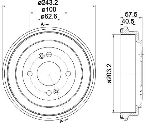 HELLA 8DT 355 301-881 - Tamburo freno www.autoricambit.com