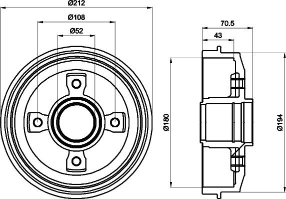 HELLA 8DT 355 301-211 - Tamburo freno www.autoricambit.com