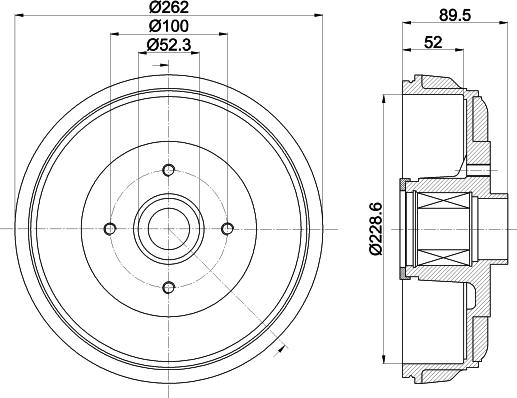 HELLA 8DT 355 303-411 - Tamburo freno www.autoricambit.com