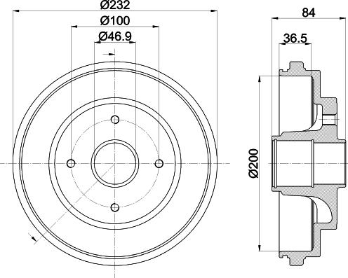 HELLA 8DT 355 303-501 - Tamburo freno www.autoricambit.com