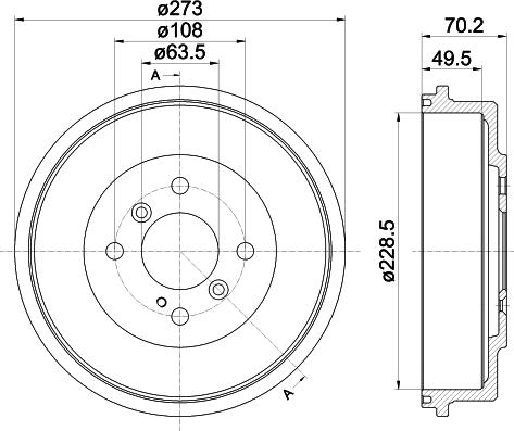 HELLA 8DT 355 303-001 - Tamburo freno www.autoricambit.com