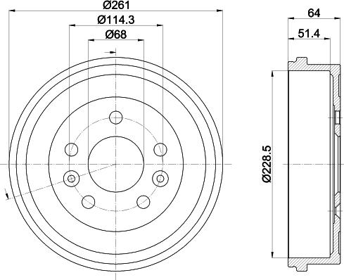 HELLA 8DT 355 303-151 - Tamburo freno www.autoricambit.com