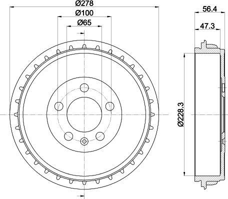 HELLA 8DT 355 303-251 - Tamburo freno www.autoricambit.com