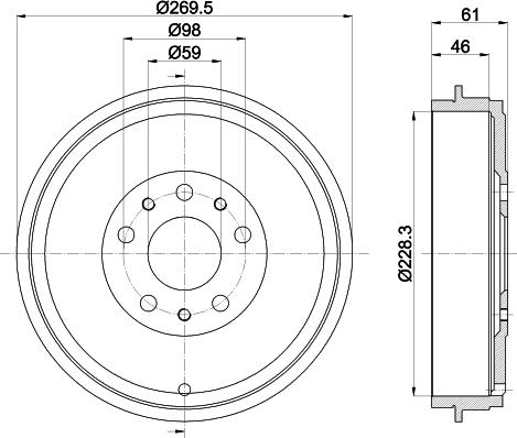 HELLA 8DT 355 303-211 - Tamburo freno www.autoricambit.com