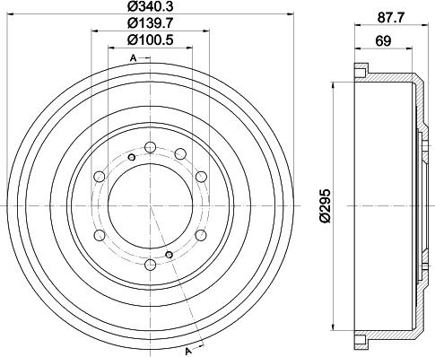 HELLA 8DT 355 302-621 - Tamburo freno www.autoricambit.com