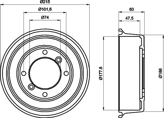 HELLA 8DT 355 302-041 - Tamburo freno www.autoricambit.com