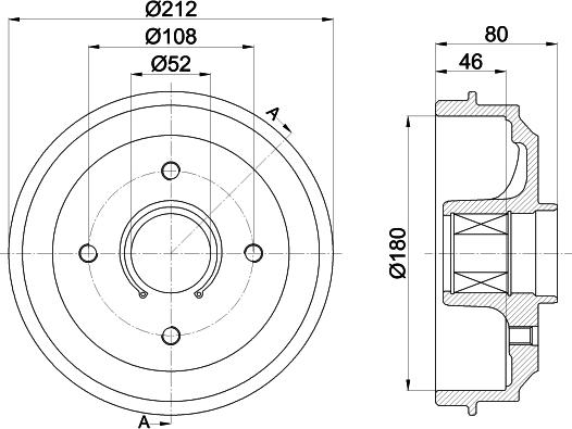 HELLA 8DT 355 302-811 - Tamburo freno www.autoricambit.com