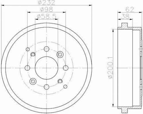 HELLA 8DT 355 302-241 - Tamburo freno www.autoricambit.com