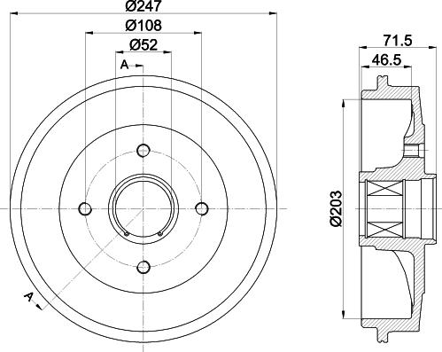 HELLA 8DT 355 302-791 - Tamburo freno www.autoricambit.com