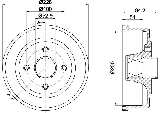 HELLA 8DT 355 302-731 - Tamburo freno www.autoricambit.com