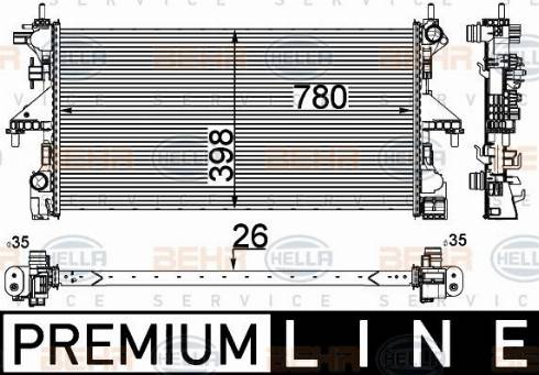 HELLA 8MK 376 733-561 - Radiatore, Raffreddamento motore www.autoricambit.com