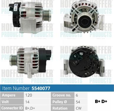 Hoffer H5540077 - Alternatore www.autoricambit.com