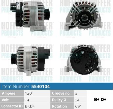 Hoffer H5540104 - Alternatore www.autoricambit.com