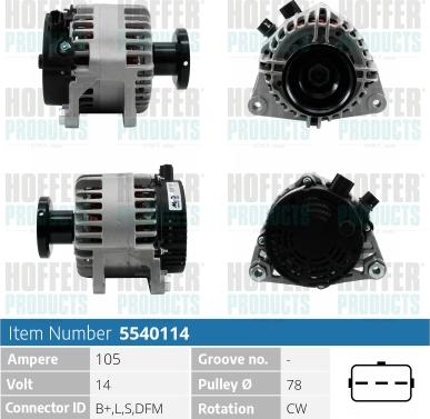 Hoffer H5540114 - Alternatore www.autoricambit.com