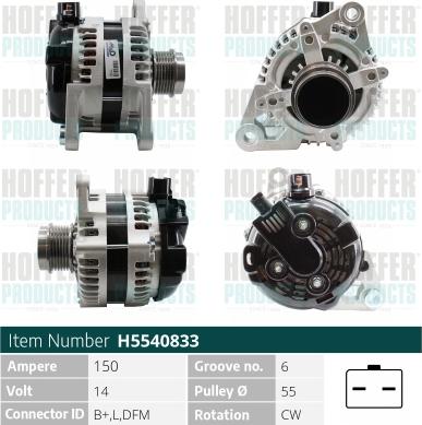 Hoffer H5540833 - Alternatore www.autoricambit.com