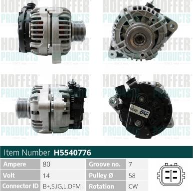 Hoffer H5540776 - Alternatore www.autoricambit.com