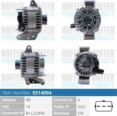 Hoffer H5514094 - Alternatore www.autoricambit.com