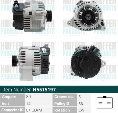 Hoffer H5515197 - Alternatore www.autoricambit.com