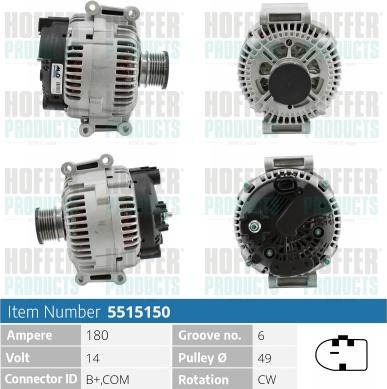 Hoffer H5515150 - Alternatore www.autoricambit.com