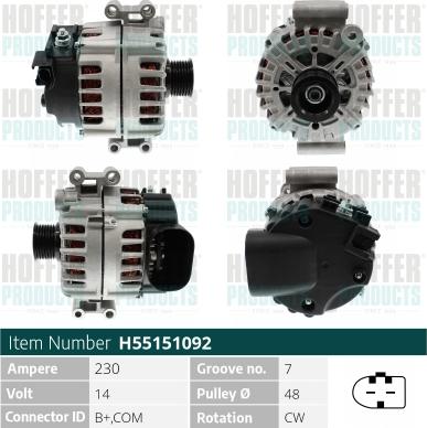 Hoffer H55151092 - Alternatore www.autoricambit.com