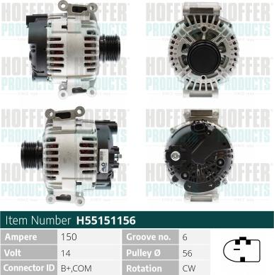 Hoffer H55151156 - Alternatore www.autoricambit.com