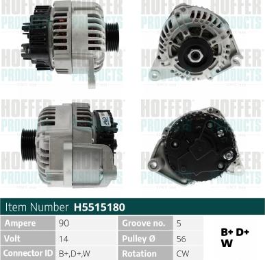 Hoffer H5515180 - Alternatore www.autoricambit.com