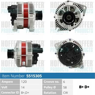 Hoffer H5515305 - Alternatore www.autoricambit.com