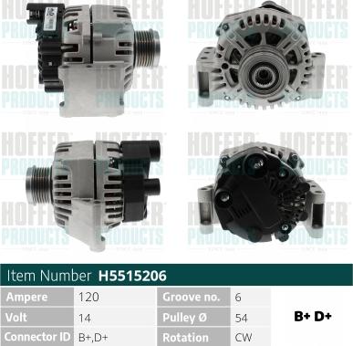 Hoffer H5515206 - Alternatore www.autoricambit.com