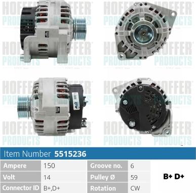 Hoffer H5515236 - Alternatore www.autoricambit.com