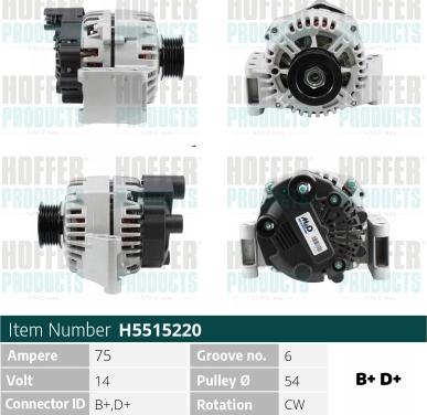 Hoffer H5515220 - Alternatore www.autoricambit.com