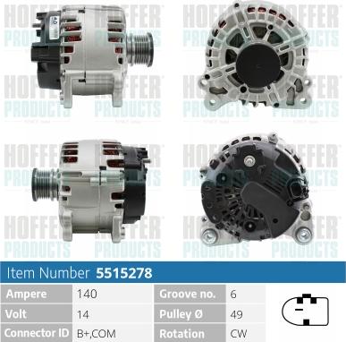 Hoffer H5515278 - Alternatore www.autoricambit.com