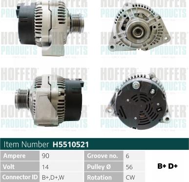 Hoffer H5510521 - Alternatore www.autoricambit.com