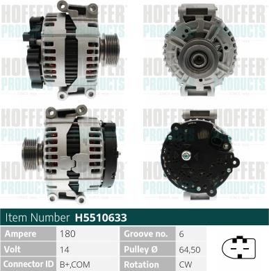 Hoffer H5510633 - Alternatore www.autoricambit.com