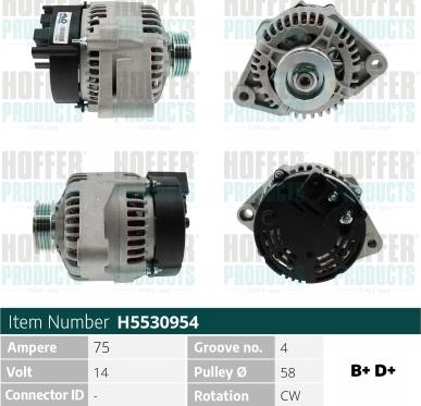 Hoffer H5530954 - Alternatore www.autoricambit.com