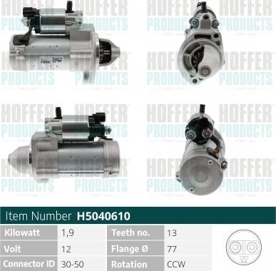 Hoffer H5040610 - Motorino d'avviamento www.autoricambit.com