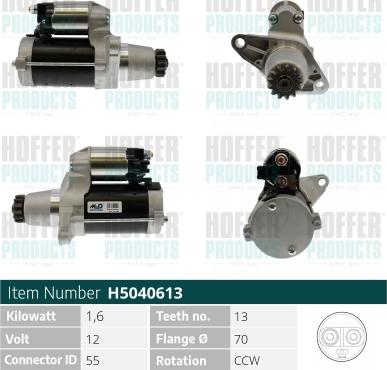 Hoffer H5040613 - Motorino d'avviamento www.autoricambit.com