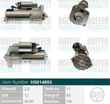 Hoffer H5014893 - Motorino d'avviamento www.autoricambit.com