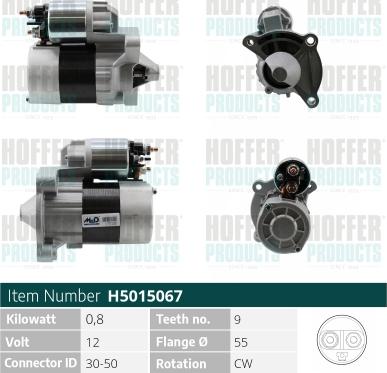 Hoffer H5015067 - Motorino d'avviamento www.autoricambit.com