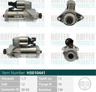 Hoffer H5010441 - Motorino d'avviamento www.autoricambit.com