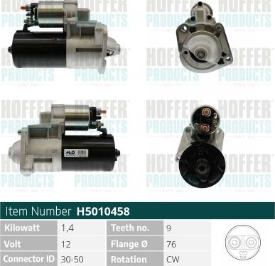 Hoffer H5010458 - Motorino d'avviamento www.autoricambit.com