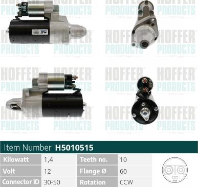 Hoffer H5010515 - Motorino d'avviamento www.autoricambit.com