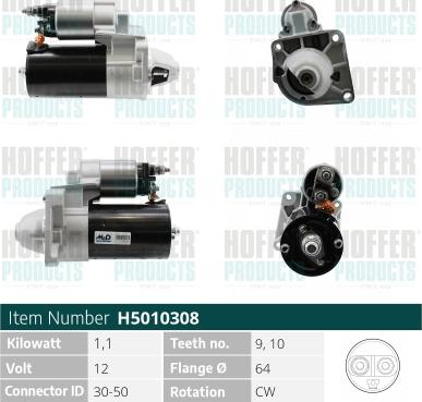 Hoffer H5010308 - Motorino d'avviamento www.autoricambit.com