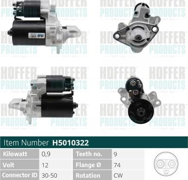 Hoffer H5010322 - Motorino d'avviamento www.autoricambit.com