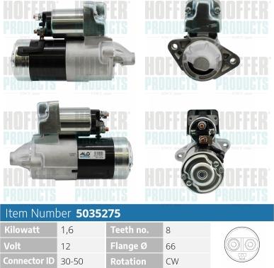 Hoffer H5035275 - Motorino d'avviamento www.autoricambit.com