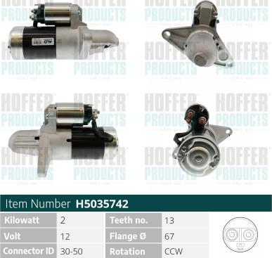 Hoffer H5035742 - Motorino d'avviamento www.autoricambit.com